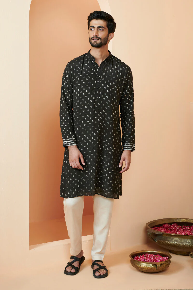Shirin Zuhaid Black Bandhej Kurta - Image 2