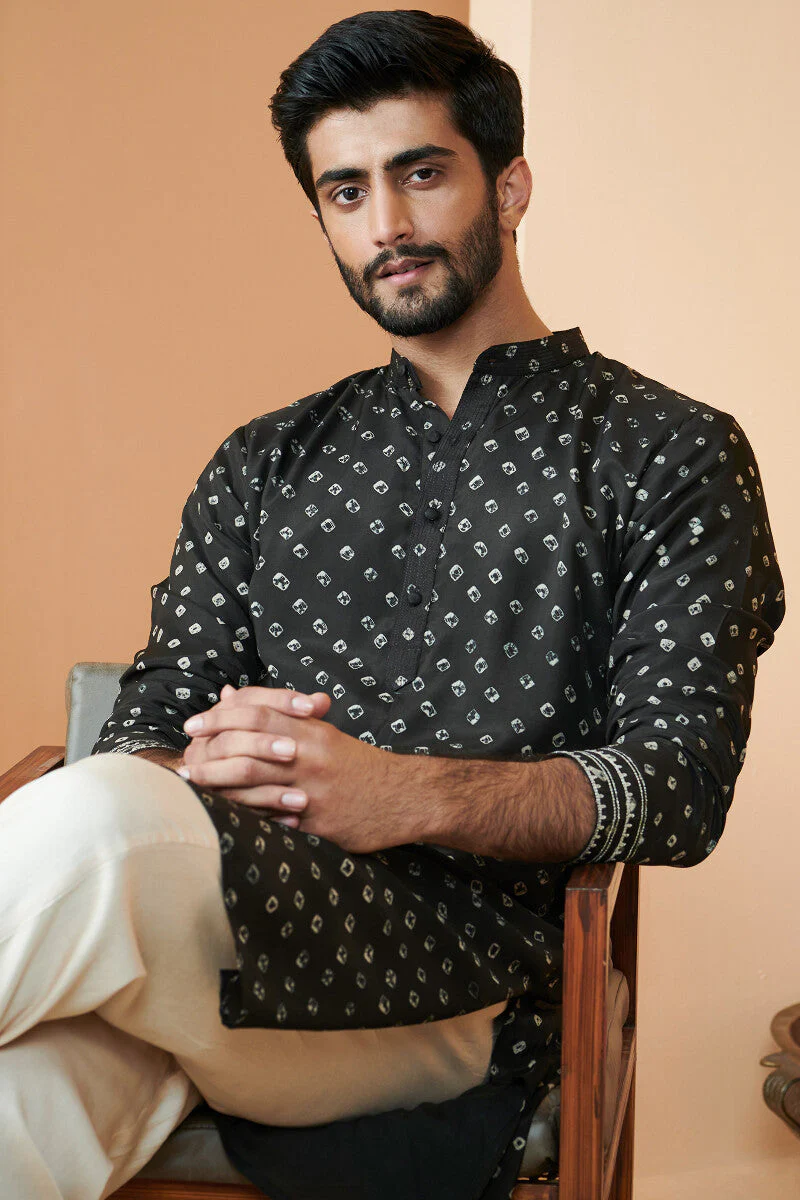 Shirin Zuhaid Black Bandhej Kurta - Image 4