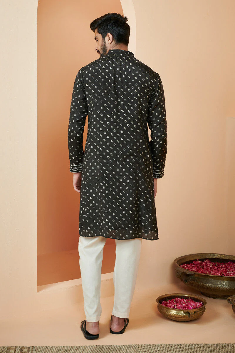 Shirin Zuhaid Black Bandhej Kurta - Image 6