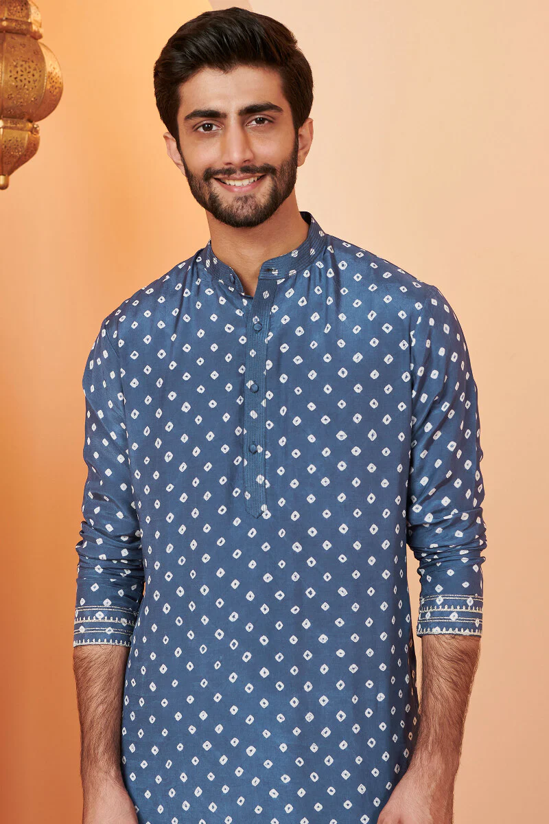 Shirin Zuhaid Blue Bandhej Kurta
