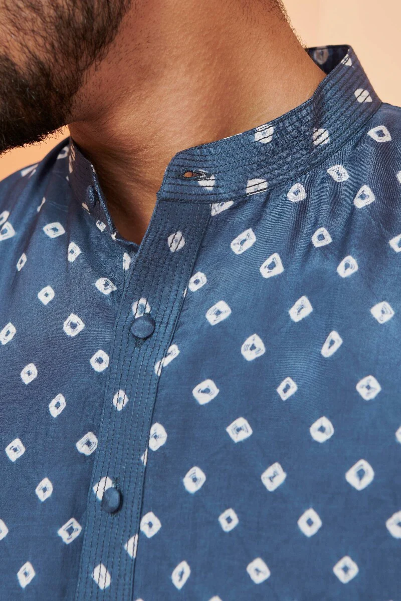 Shirin Zuhaid Blue Bandhej Kurta - Image 3