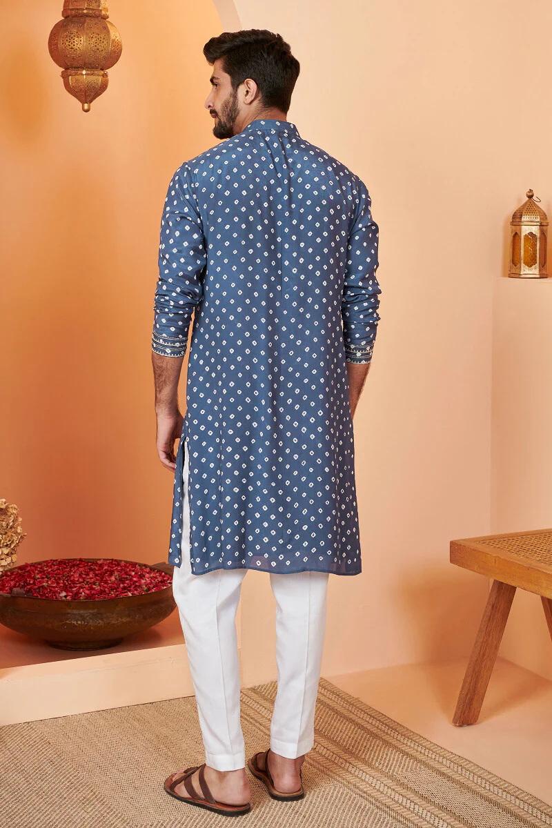 Shirin Zuhaid Blue Bandhej Kurta - Image 6