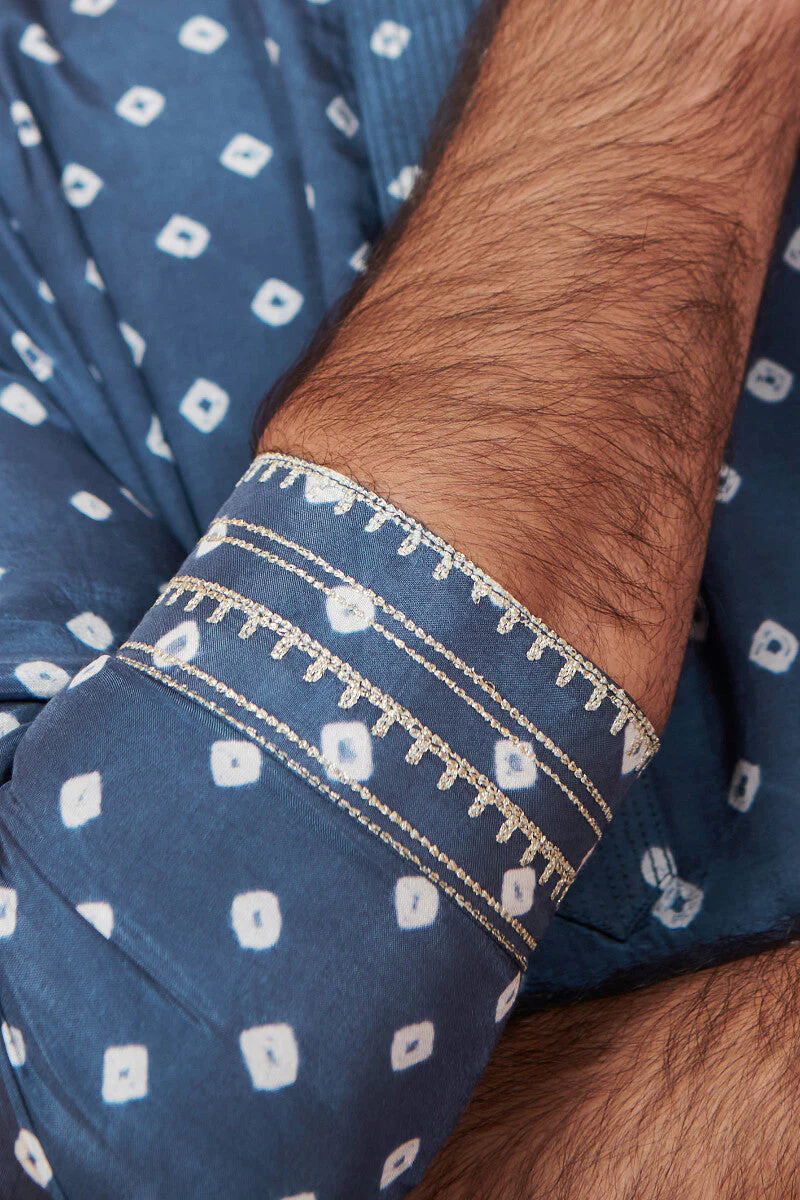 Shirin Zuhaid Blue Bandhej Kurta - Image 4