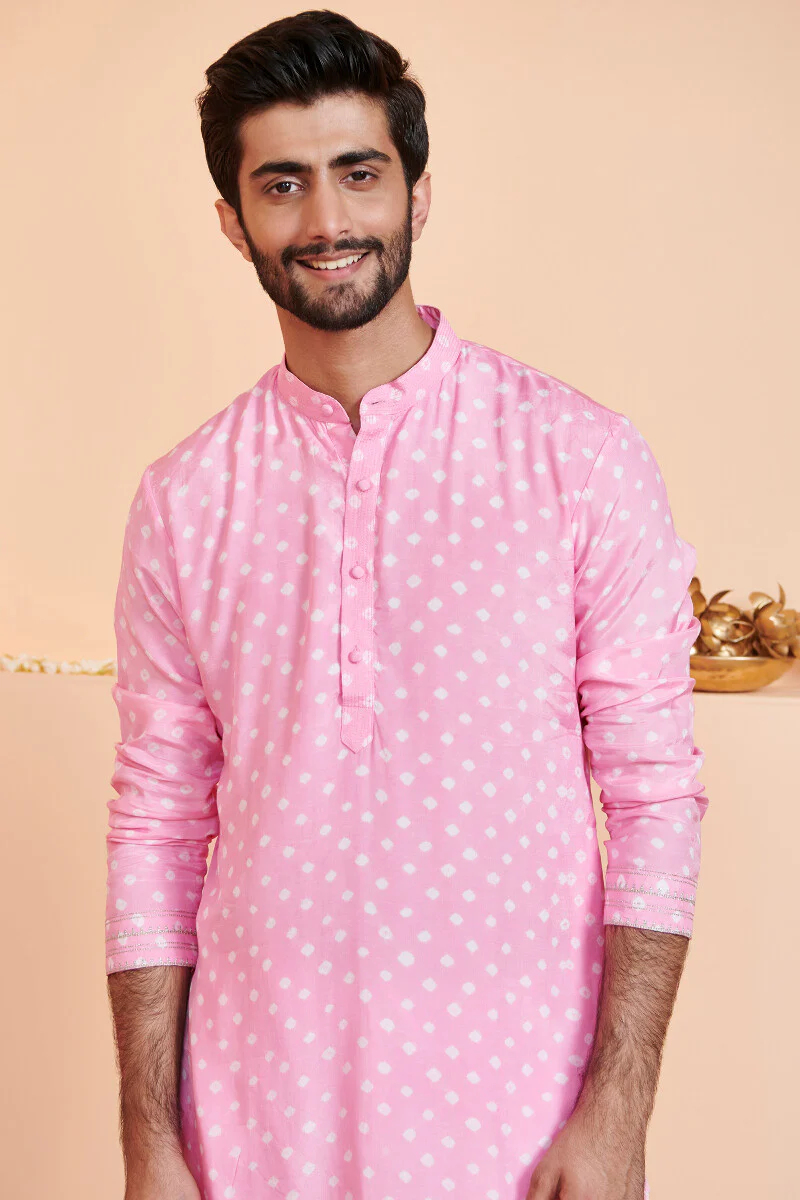 Shirin Zuhaid Pink Bandhej Kurta