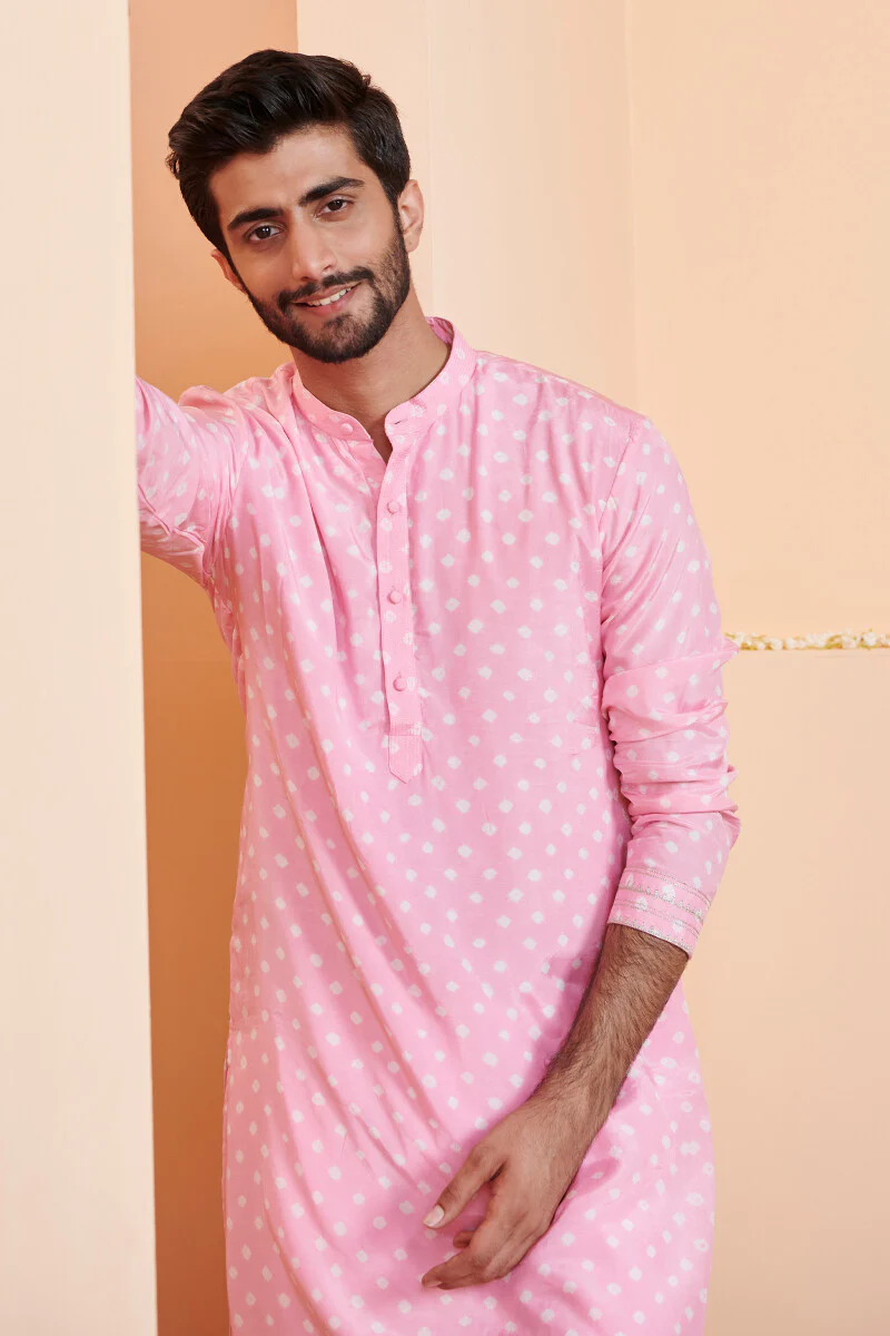 Shirin Zuhaid Pink Bandhej Kurta - Image 4