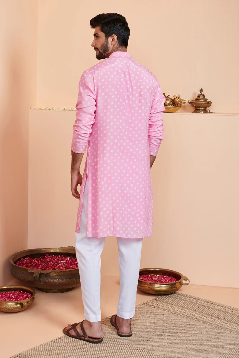 Shirin Zuhaid Pink Bandhej Kurta - Image 6
