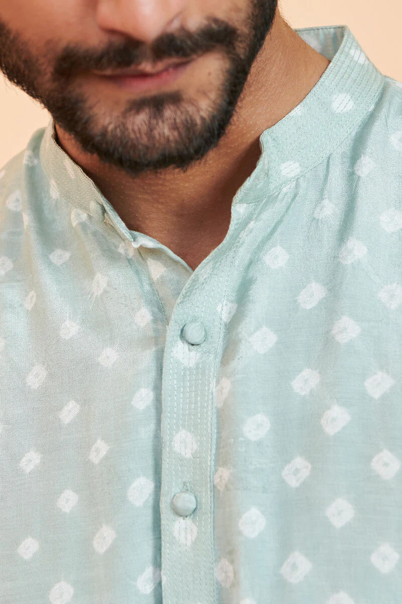 Shirin Zuhaid Sky Blue Bandhej Kurta - Image 3
