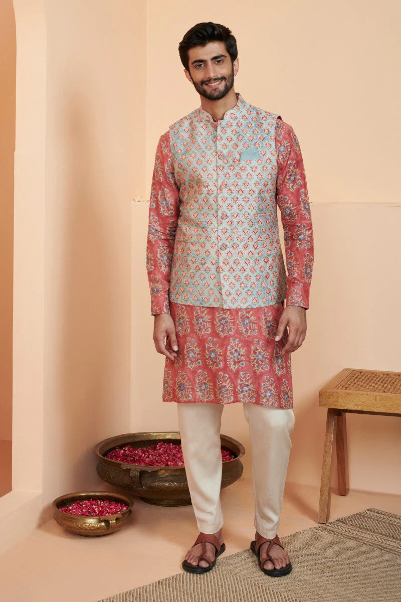 Shirin Zunair Sanganeri Chanderi Nehru Jacket - Image 2