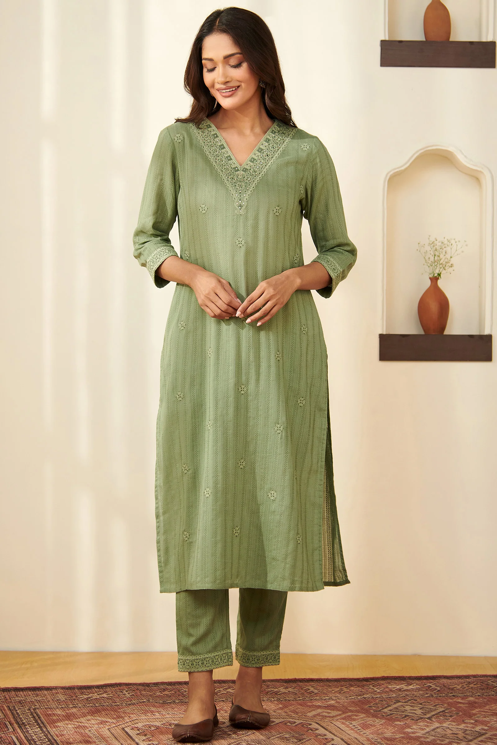 Surplus: Mehraab Falak Green Kurta - Image 2