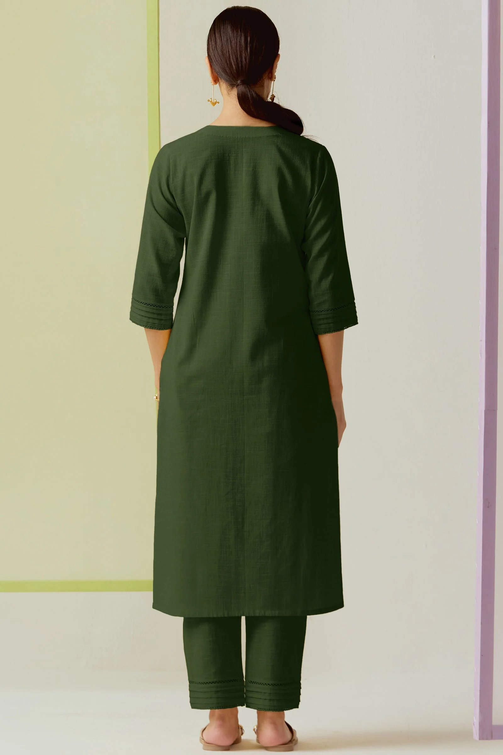 Surplus: Roza Zara Forest Green Kurta - Image 6