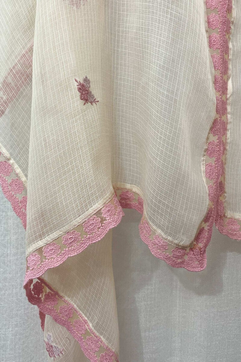 Yellow Embroidered Dupatta - Image 4