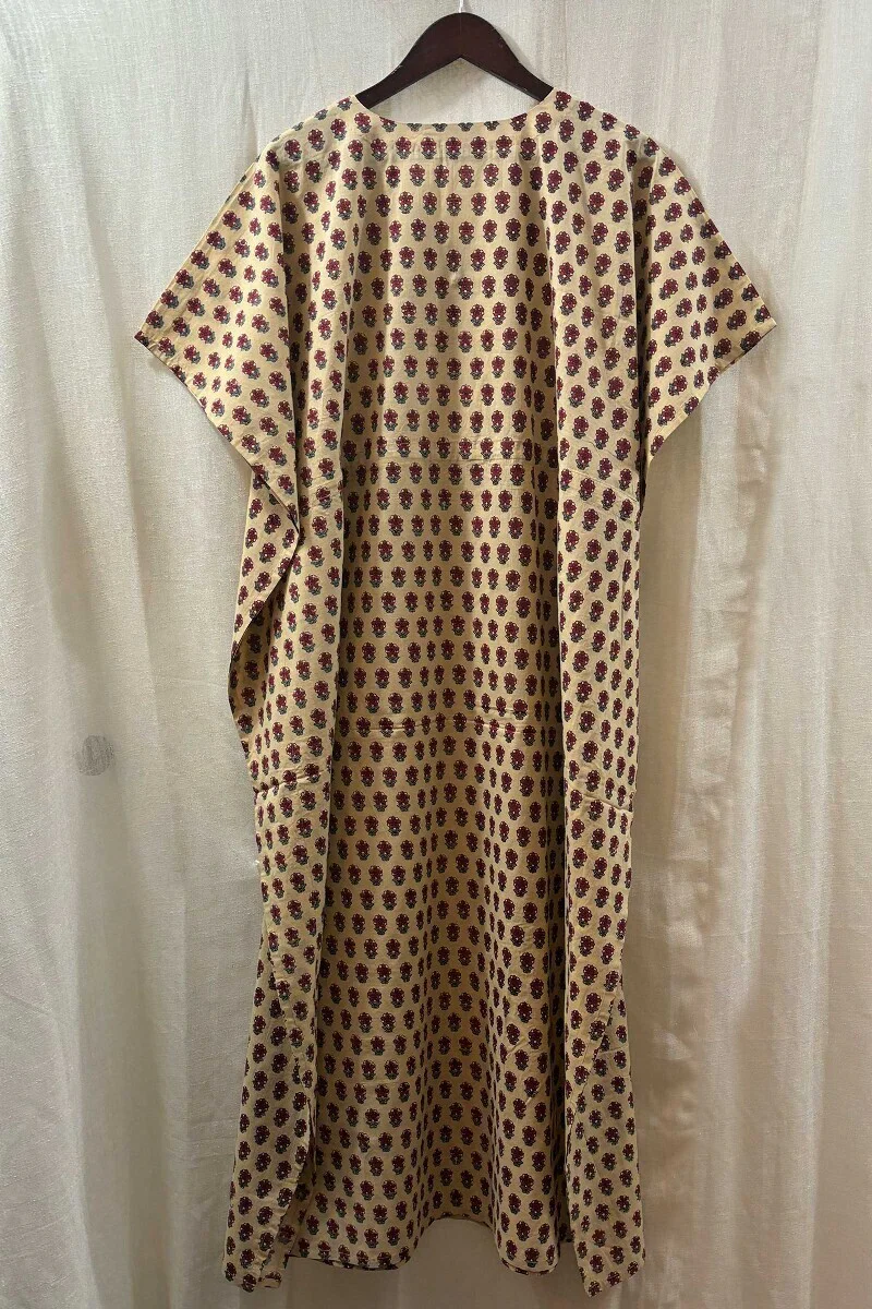 Yellow Hand Block-Printed Kaftan - Image 5