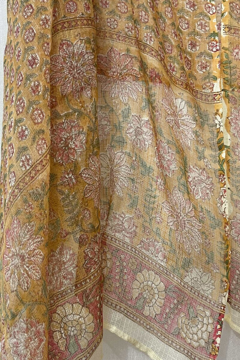 Yellow Sanganeri Dupatta - Image 4