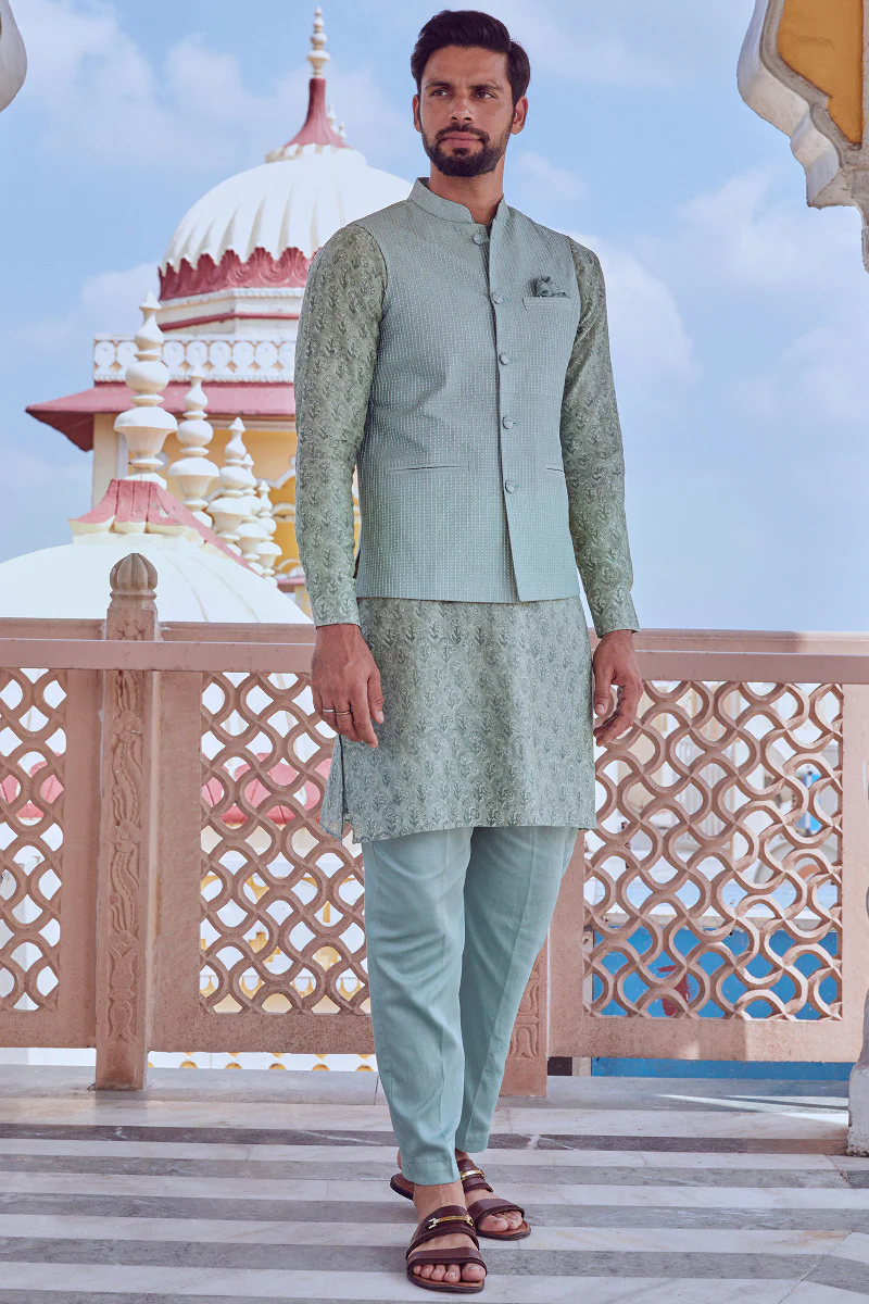 Zafar Chanderi Nehru Jacket - Image 3