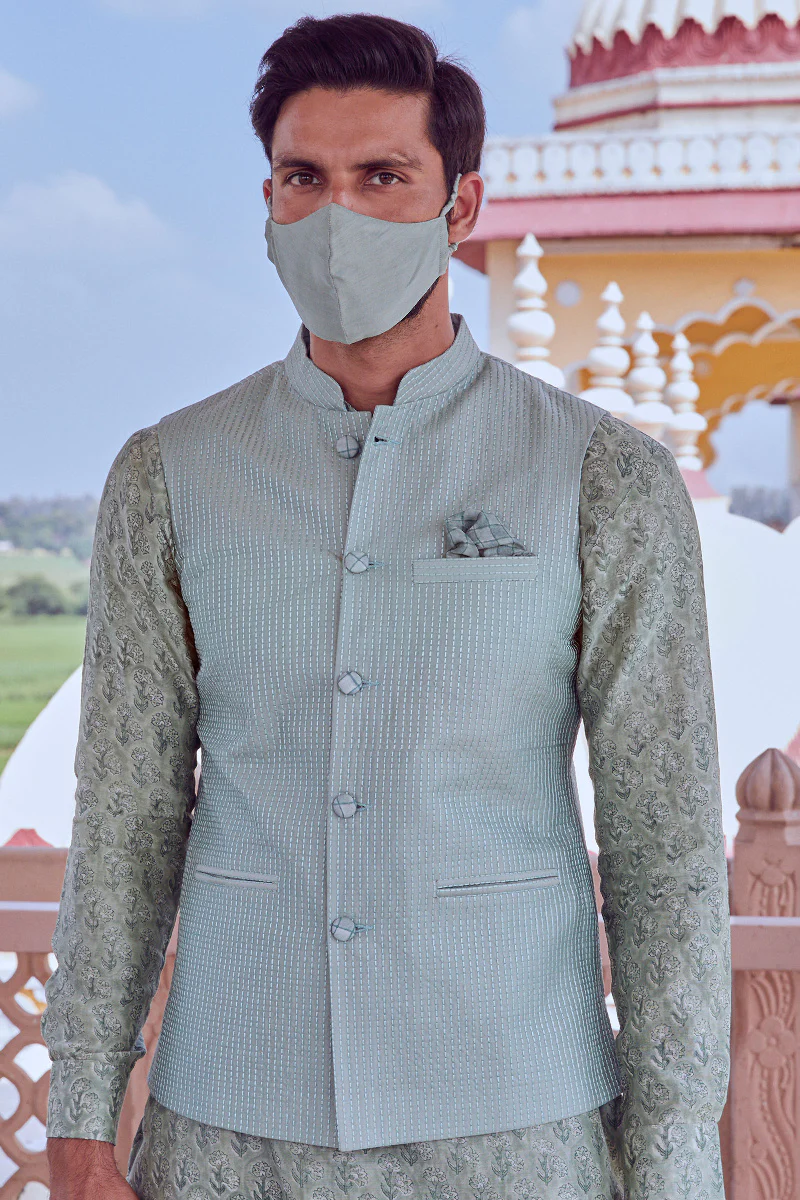 Zafar Chanderi Nehru Jacket - Image 4