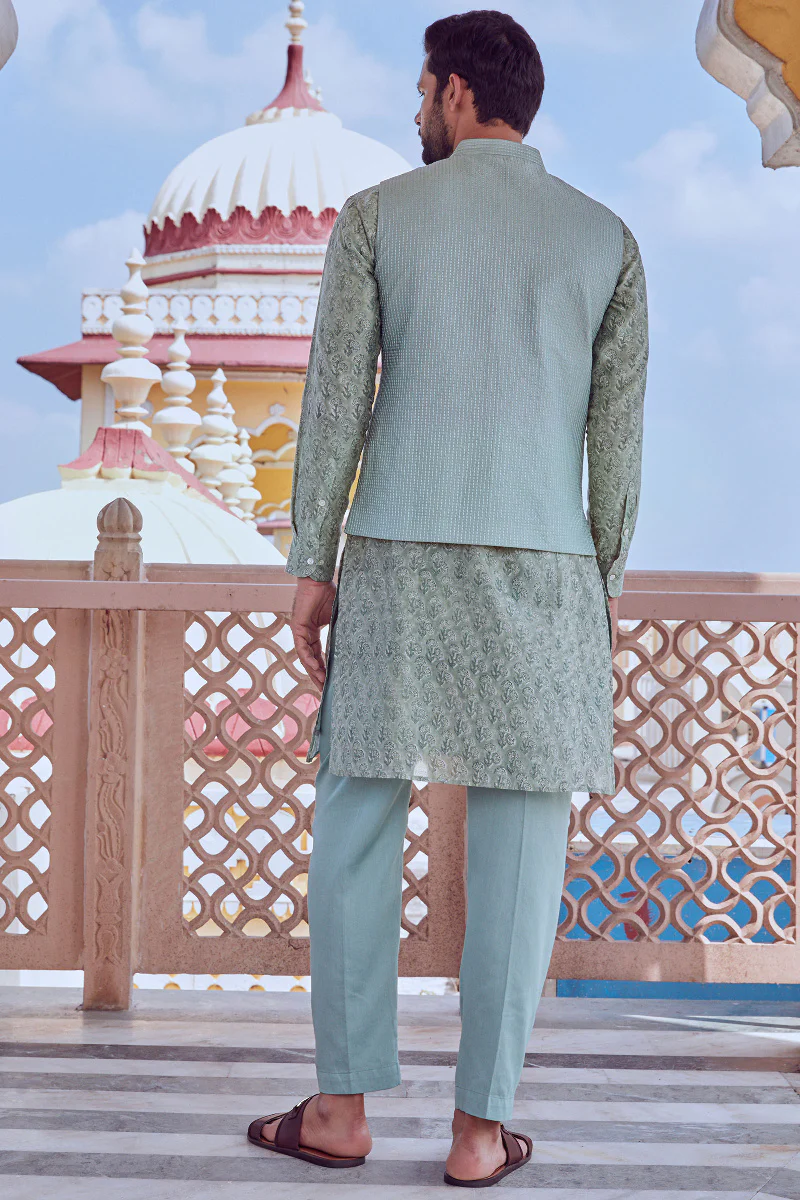 Zafar Chanderi Nehru Jacket - Image 5