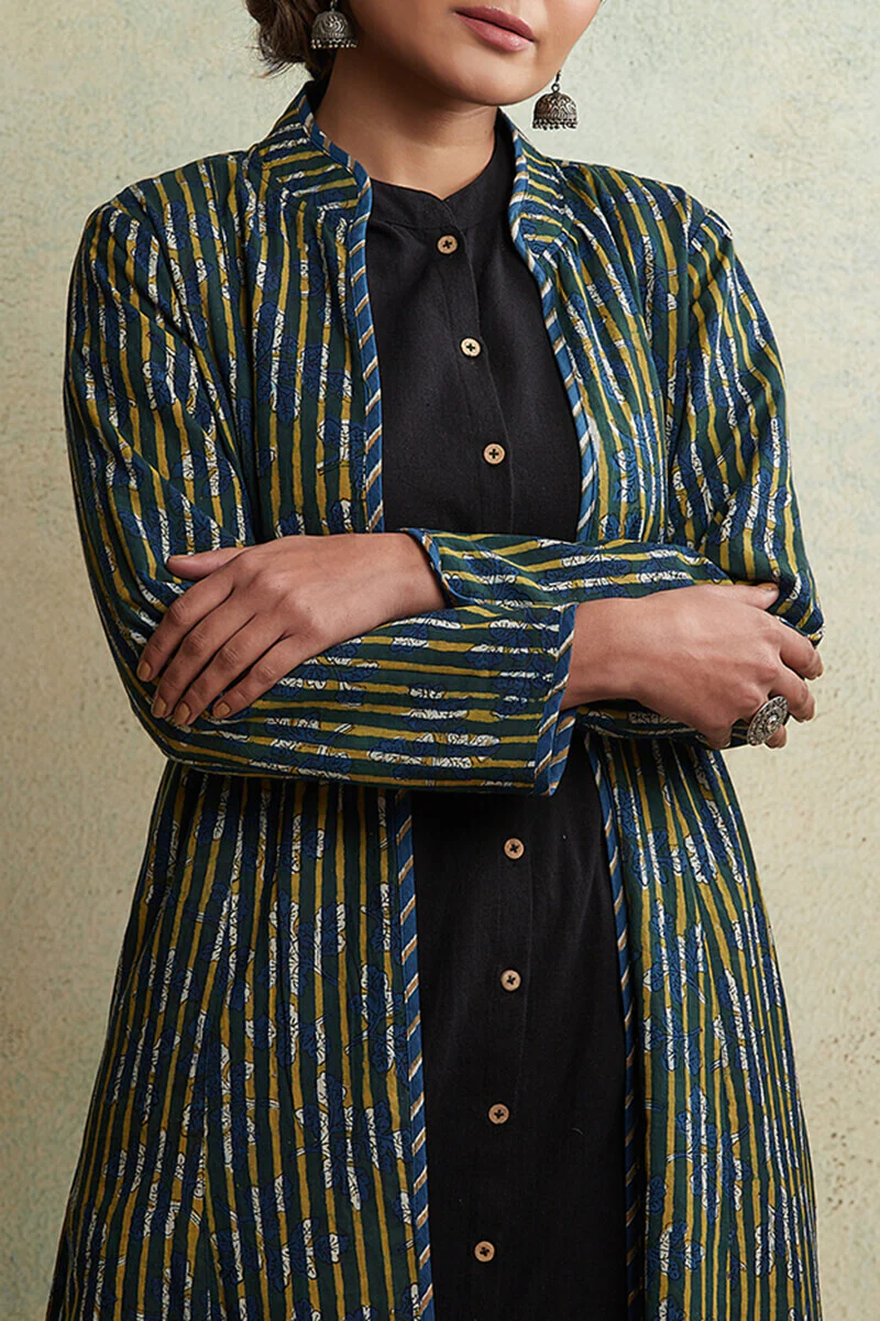 Zahabiya Jiya Reversible Handloom Jacket - Image 9