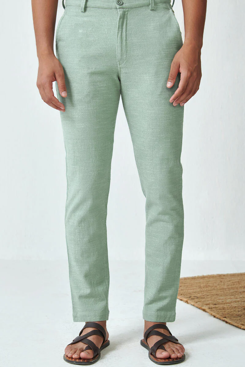 Zaid Aayan Sage Green Handloom Pants