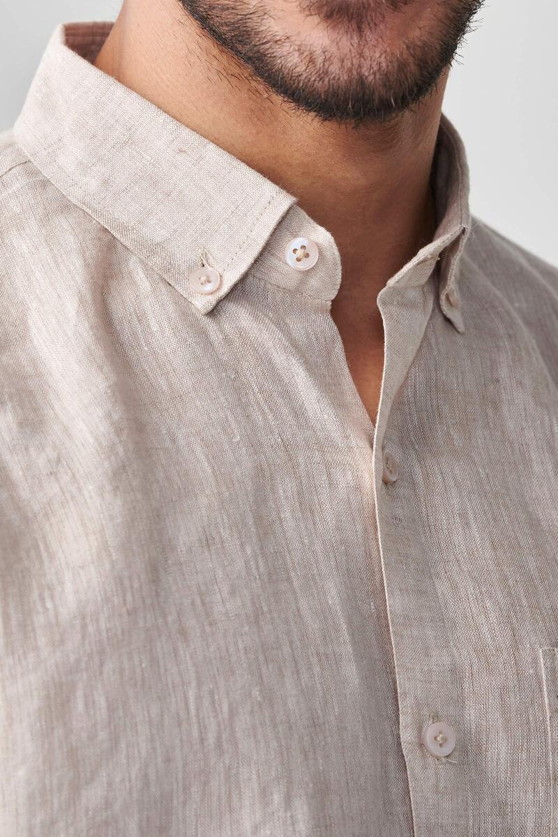 Zaid Beige Linen Shirt - Image 2