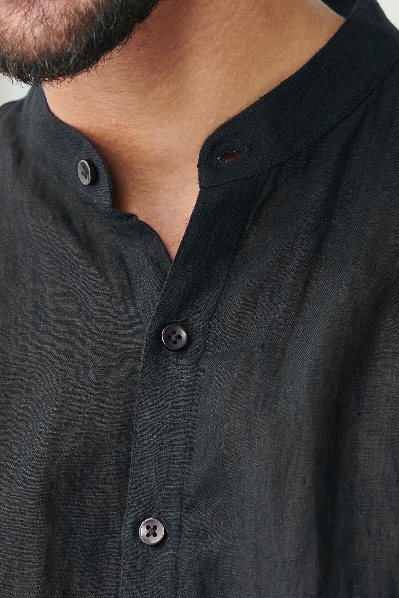 Zaid Black Linen Shirt - Image 2