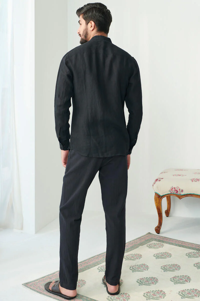 Zaid Black Linen Shirt - Image 5