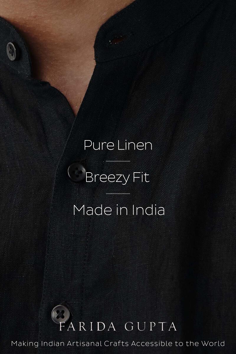 Zaid Black Linen Shirt - Image 6