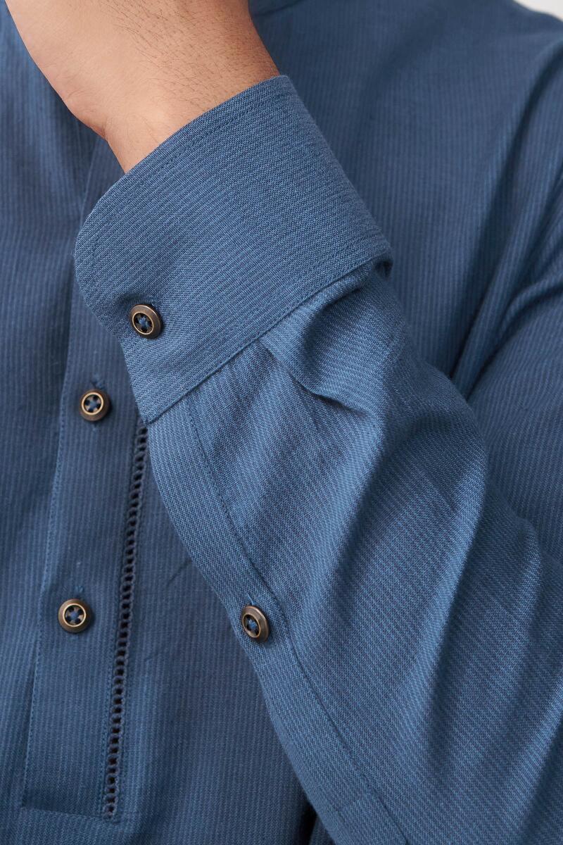 Zaid Blue Handloom Kurta - Image 4