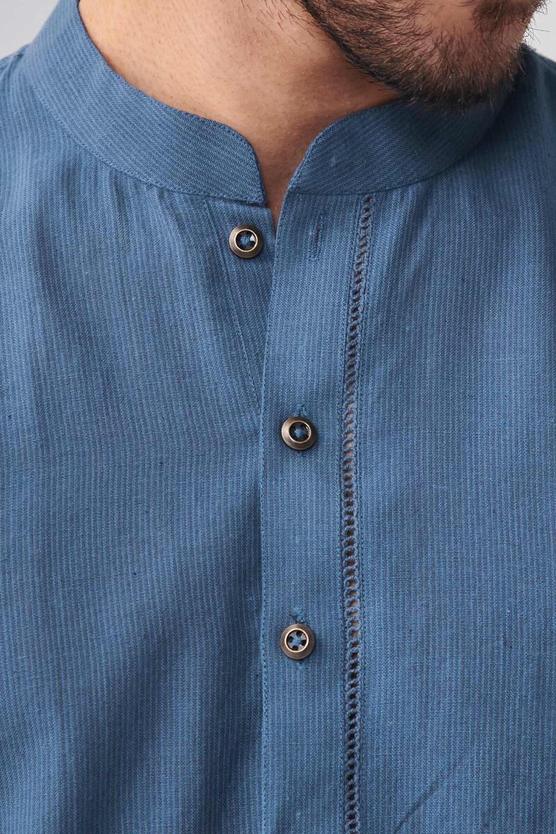 Zaid Blue Handloom Kurta - Image 2
