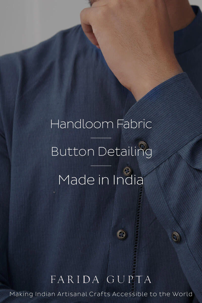 Zaid Blue Handloom Kurta - Image 6