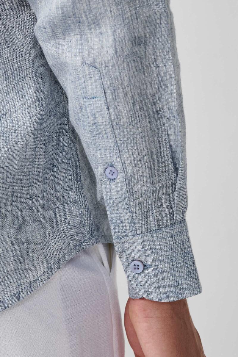 Zaid Blue Linen Shirt - Image 4