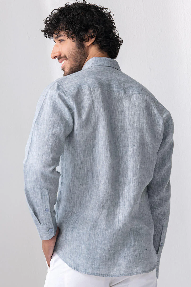 Zaid Blue Linen Shirt - Image 6