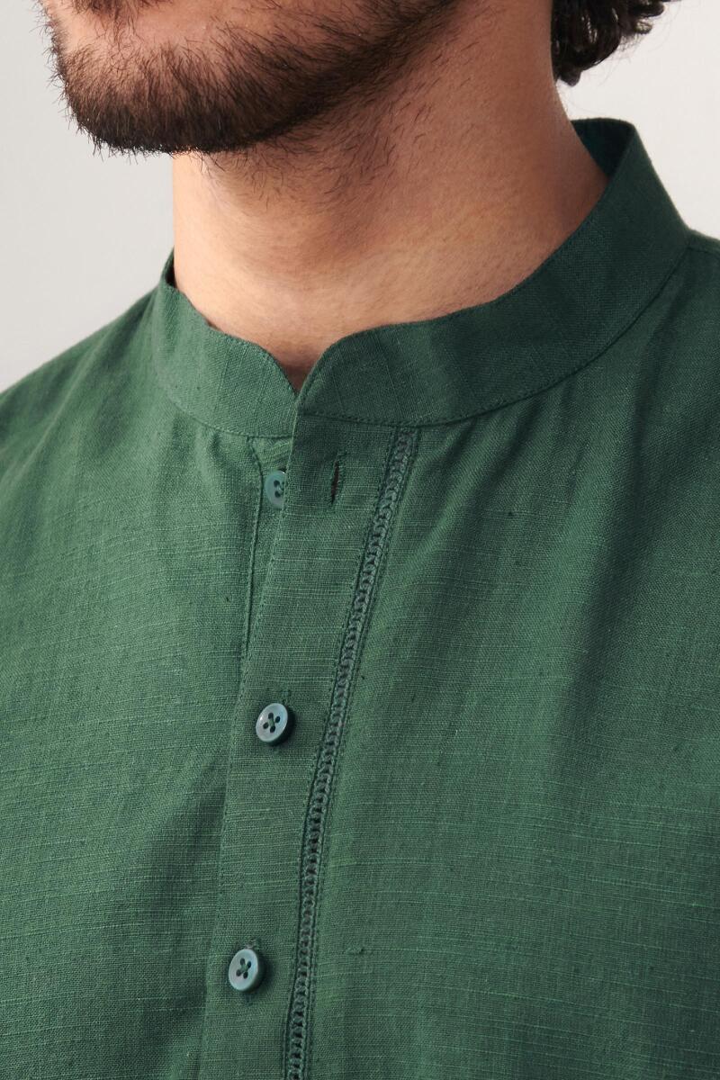 Zaid Forest Green Handloom Kurta - Image 2