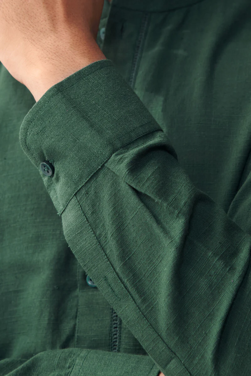 Zaid Forest Green Handloom Kurta - Image 4