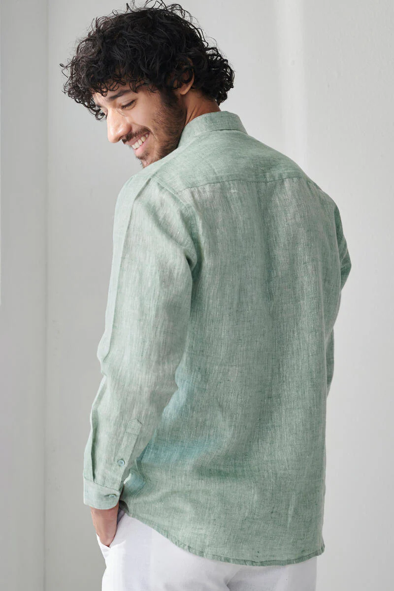 Zaid Green Linen Shirt - Image 6