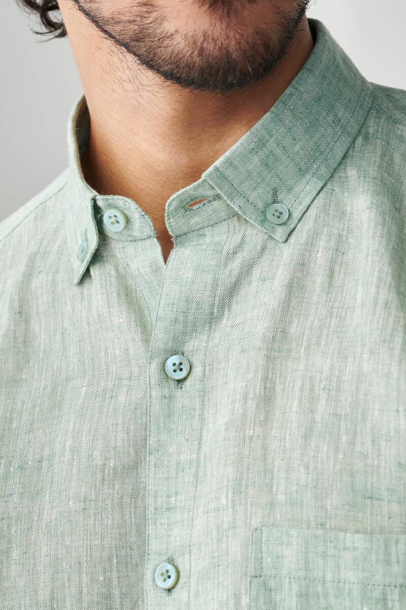 Zaid Green Linen Shirt - Image 2