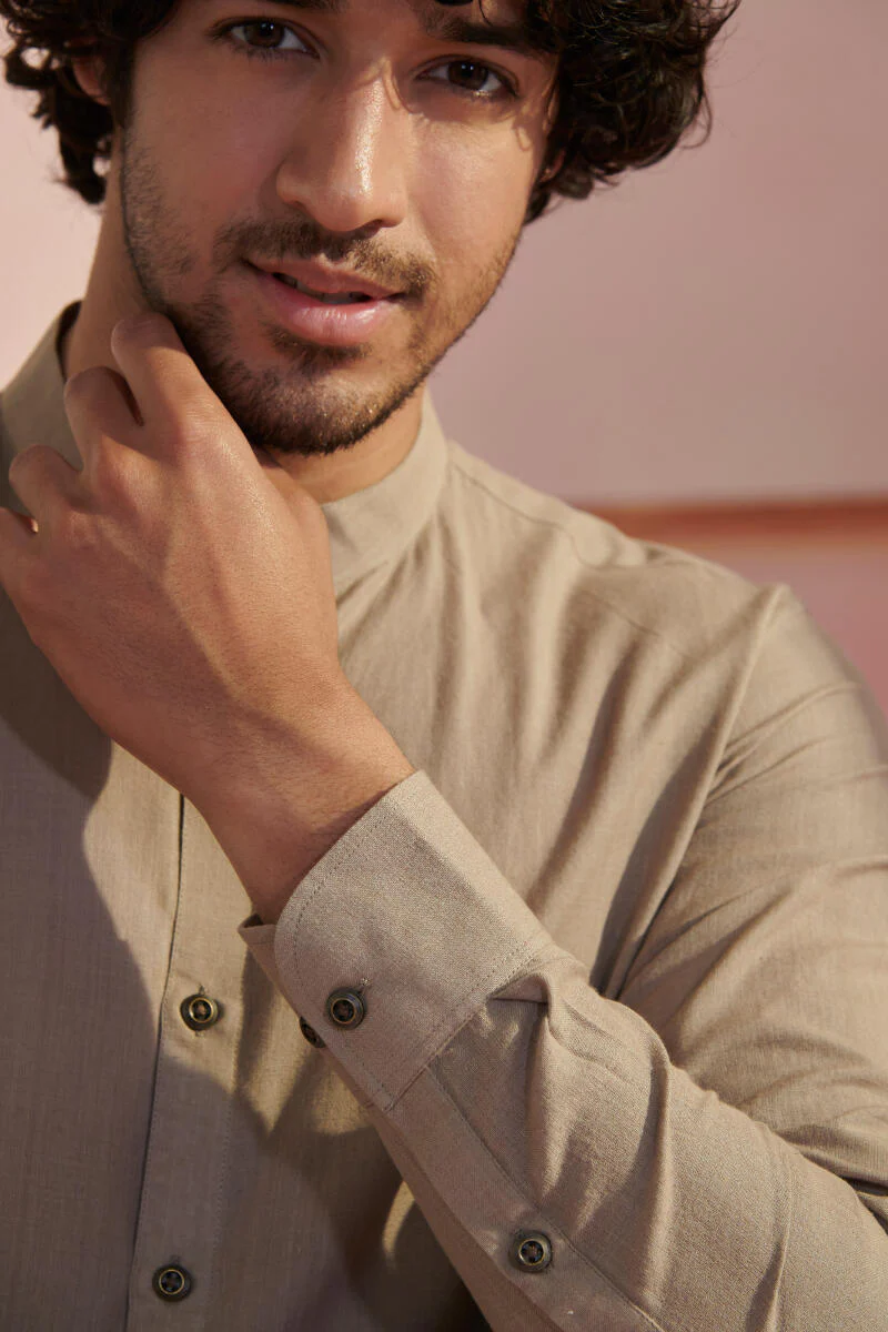 Zaid Grey Handloom Shirt - Image 4