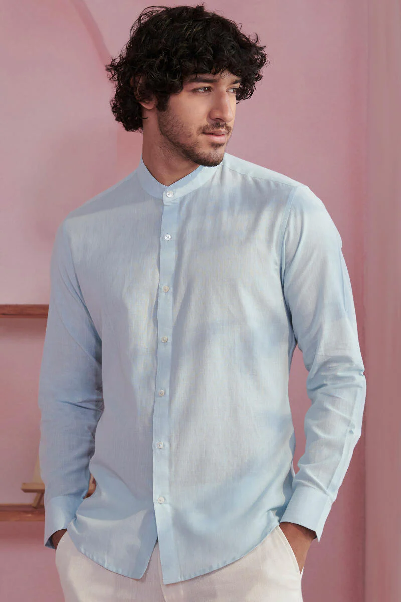 Zaid Light Blue Handloom Shirt - Image 2