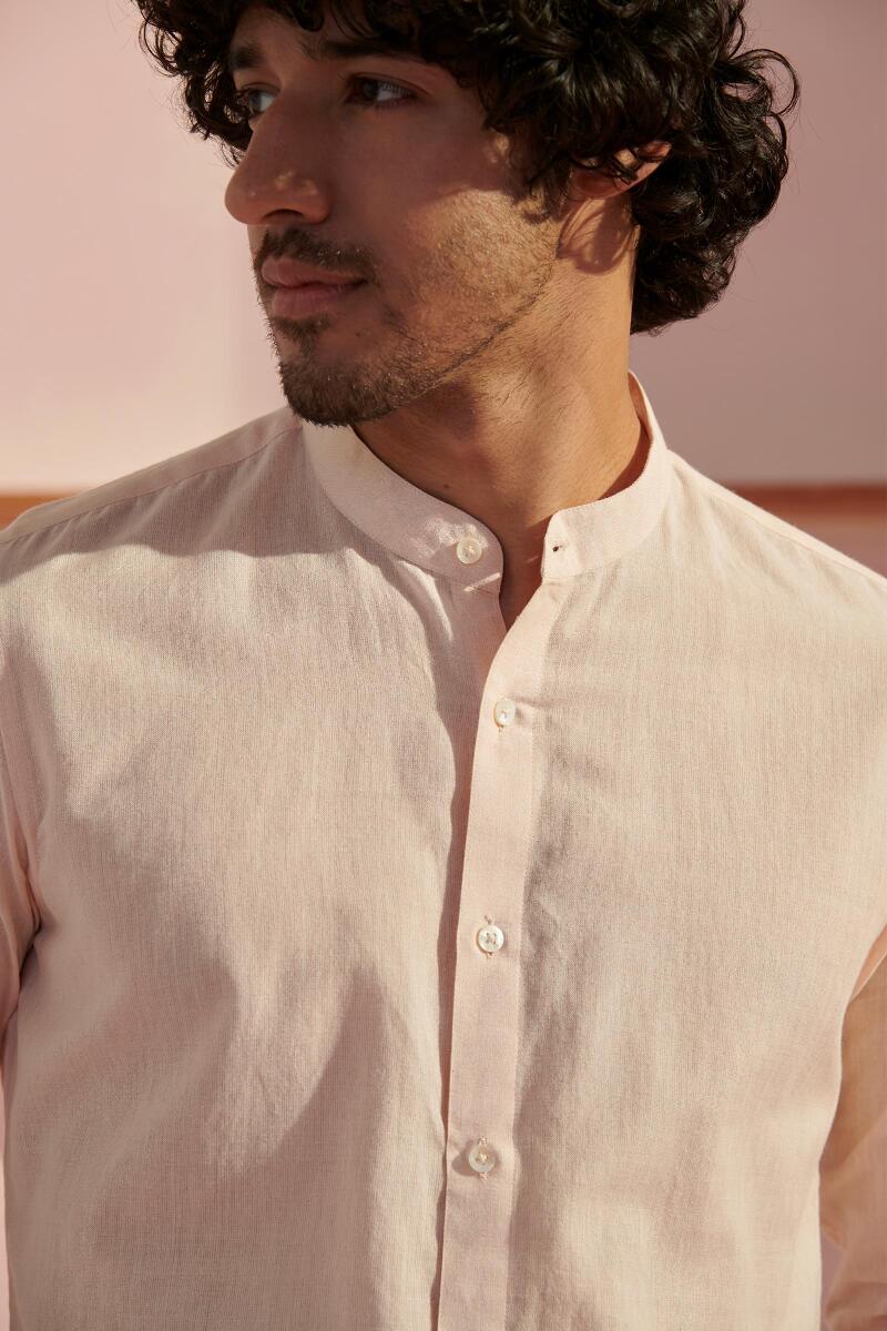 Zaid Light Pink Handloom Shirt - Image 2