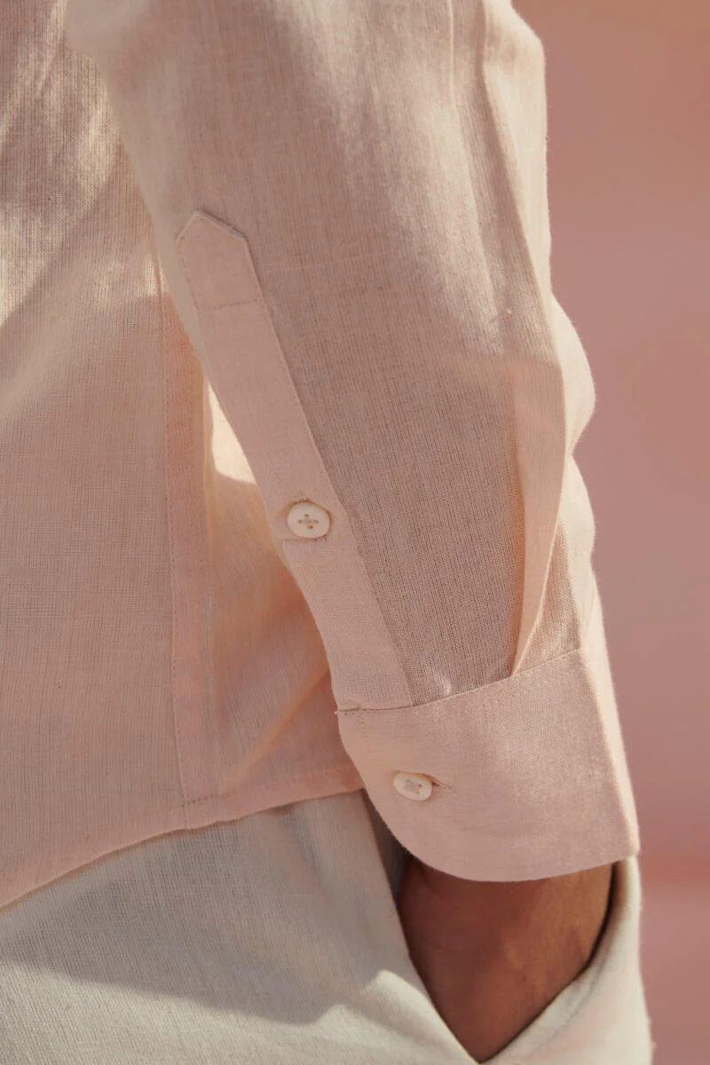 Zaid Light Pink Handloom Shirt - Image 4