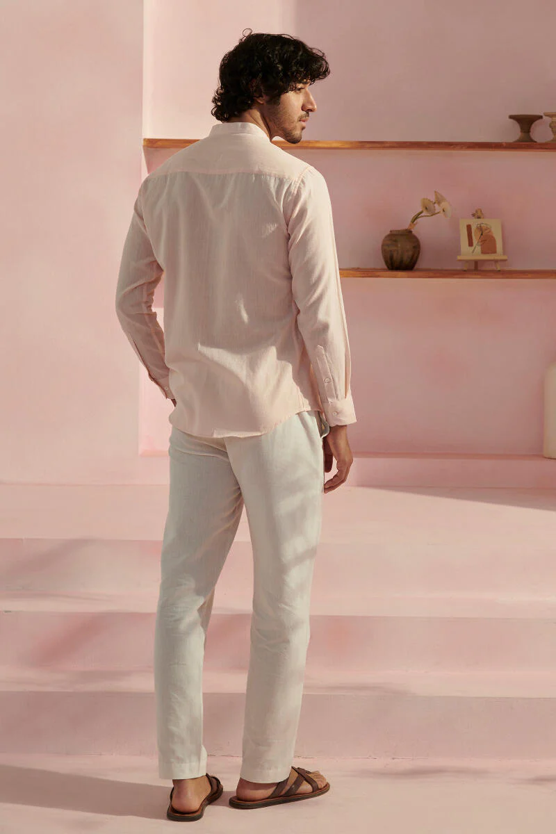 Zaid Light Pink Handloom Shirt - Image 5