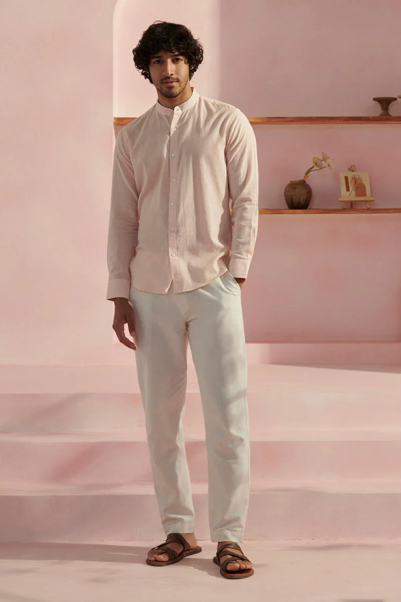 Zaid Light Pink Handloom Shirt - Image 3