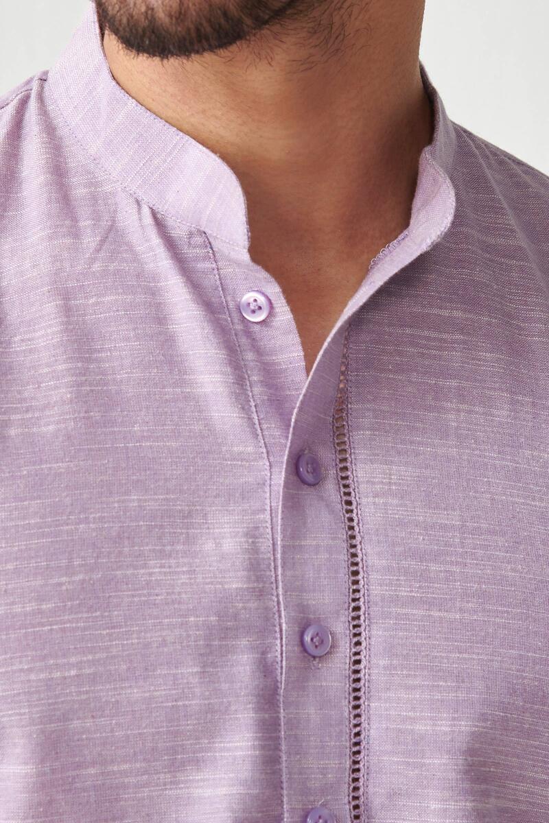 Zaid Lilac Handloom Kurta - Image 2