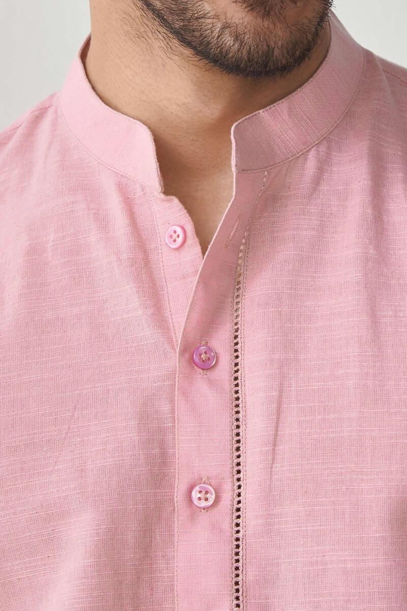 Zaid Pink Handloom Kurta - Image 2