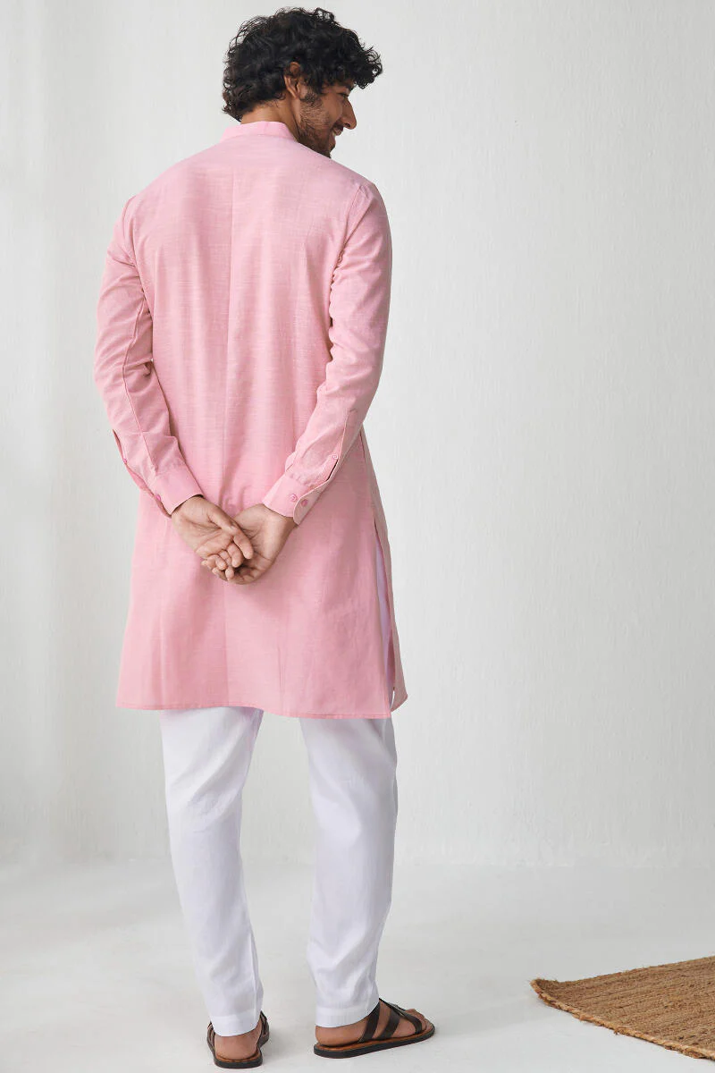 Zaid Pink Handloom Kurta - Image 6