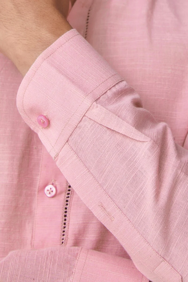 Zaid Pink Handloom Kurta - Image 4