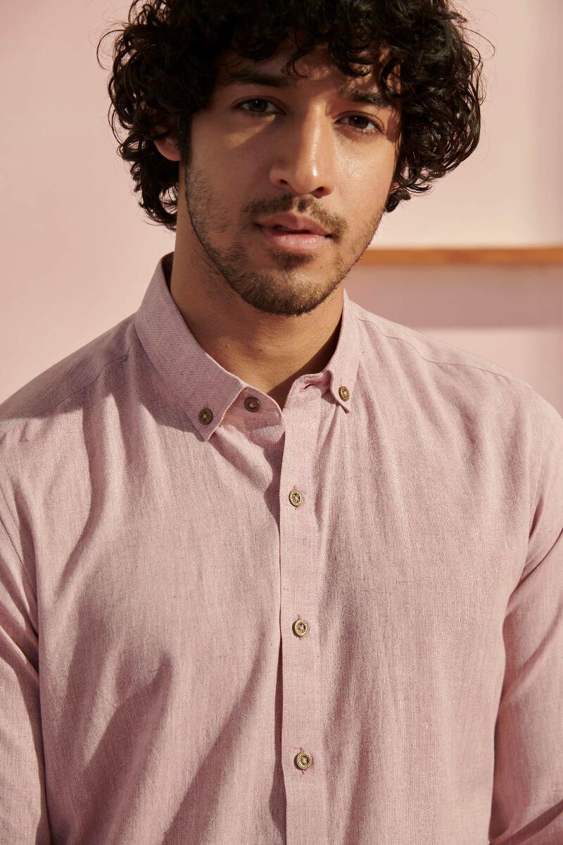 Zaid Pink Handloom Shirt - Image 2