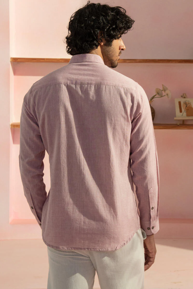 Zaid Pink Handloom Shirt - Image 5