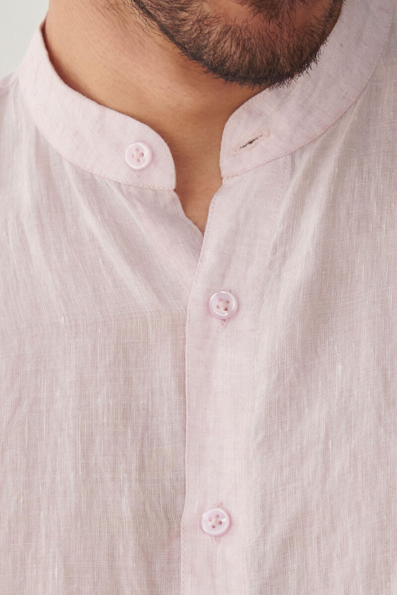 Zaid Pink Linen Shirt - Image 2