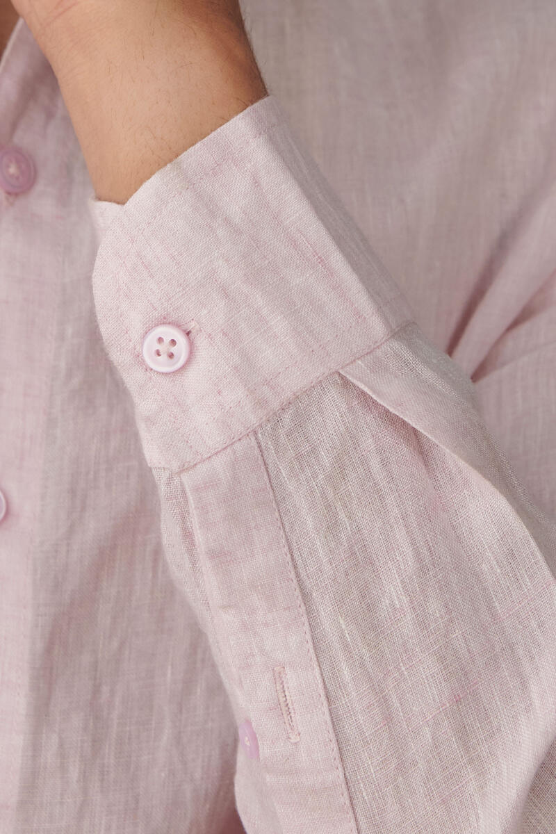 Zaid Pink Linen Shirt - Image 4