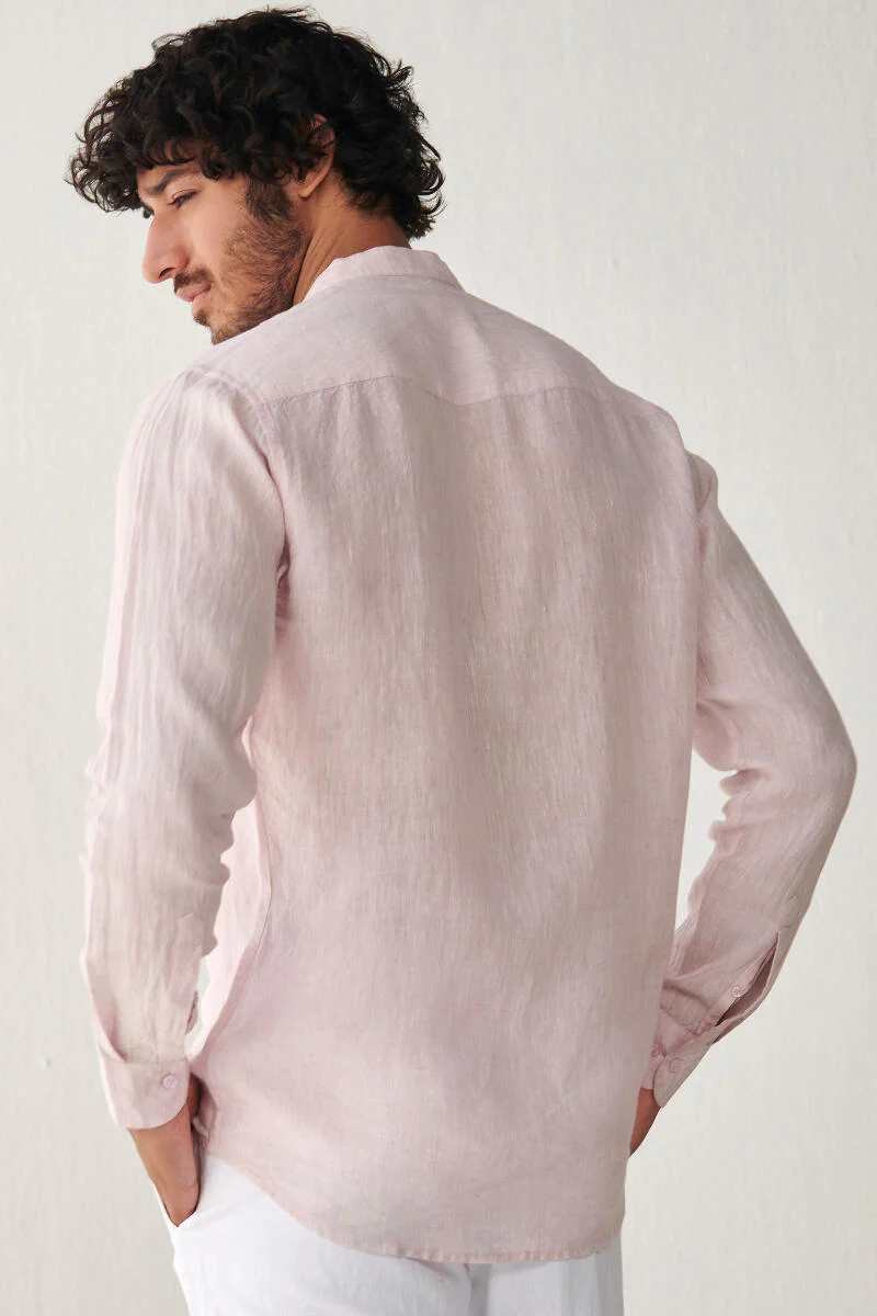 Zaid Pink Linen Shirt - Image 5